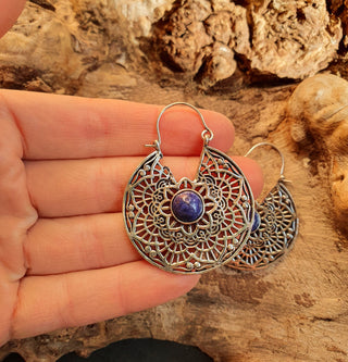 Silver Ethnic Lapis Lazuli Earrings Ethnic, Blue Stone , rustic, yoga, hippie, gypsy, pretty, psy, boho, bohemian, festival
