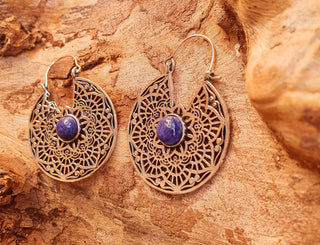 Silver Ethnic Lapis Lazuli Earrings Ethnic, Blue Stone , rustic, yoga, hippie, gypsy, pretty, psy, boho, bohemian, festival