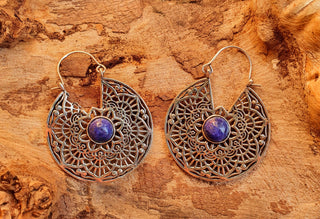 Silver Ethnic Lapis Lazuli Earrings Ethnic, Blue Stone , rustic, yoga, hippie, gypsy, pretty, psy, boho, bohemian, festival