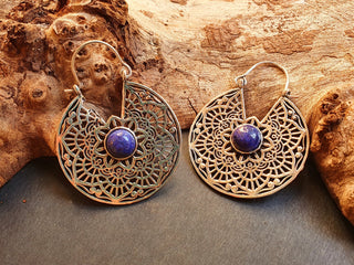 Silver Ethnic Lapis Lazuli Earrings Ethnic, Blue Stone , rustic, yoga, hippie, gypsy, pretty, psy, boho, bohemian, festival