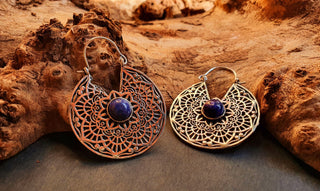 Silver Ethnic Lapis Lazuli Earrings Ethnic, Blue Stone , rustic, yoga, hippie, gypsy, pretty, psy, boho, bohemian, festival