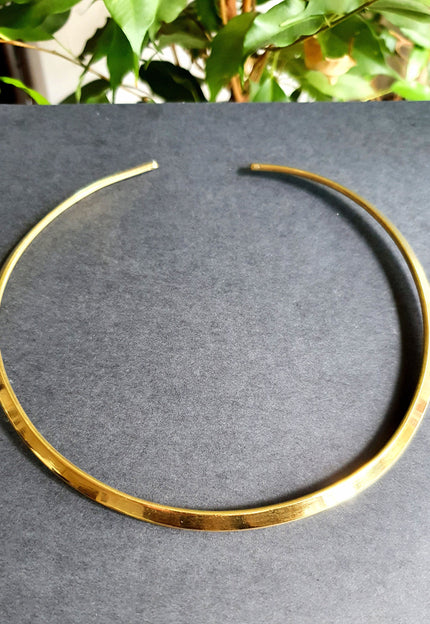 Gold Choker Brass Necklace / Rustic / Gypsy / Lightweight / Boho / Tribal / Hippie / Rustic / Vegan /
