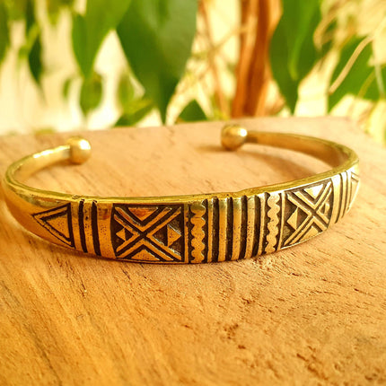 Aztec Brass Bracelet / Tuareg Jewelry / Cuff / Unisex / Boho / Ethnic / Costume / Bohemian / Medieval / Gypsy / Geometric /