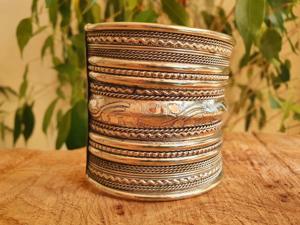 Large Silver Cuff Bracelet / Tribal / Mens Bracelet / Boho / Ethnic / Rustic / Bohemian / Hippie / Gypsy / Jewellery / Mens jewelery