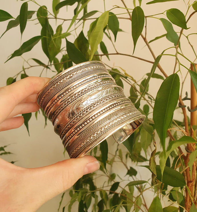 Large Silver Cuff Bracelet / Tribal / Mens Bracelet / Boho / Ethnic / Rustic / Bohemian / Hippie / Gypsy / Jewellery / Mens jewelery