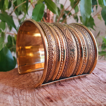 Large Brass Cuff Bracelet / Tribal / Mens Bracelet / Boho / Ethnic / Rustic / Bohemian / Hippie / Gypsy / Jewellery / Mens jewelery