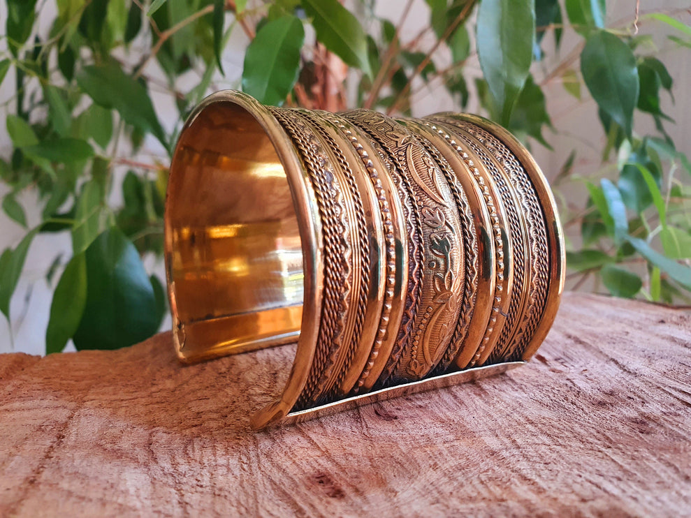 Large Brass Cuff Bracelet / Tribal / Mens Bracelet / Boho / Ethnic / Rustic / Bohemian / Hippie / Gypsy / Jewellery / Mens jewelery