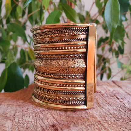 Large Brass Cuff Bracelet / Tribal / Mens Bracelet / Boho / Ethnic / Rustic / Bohemian / Hippie / Gypsy / Jewellery / Mens jewelery