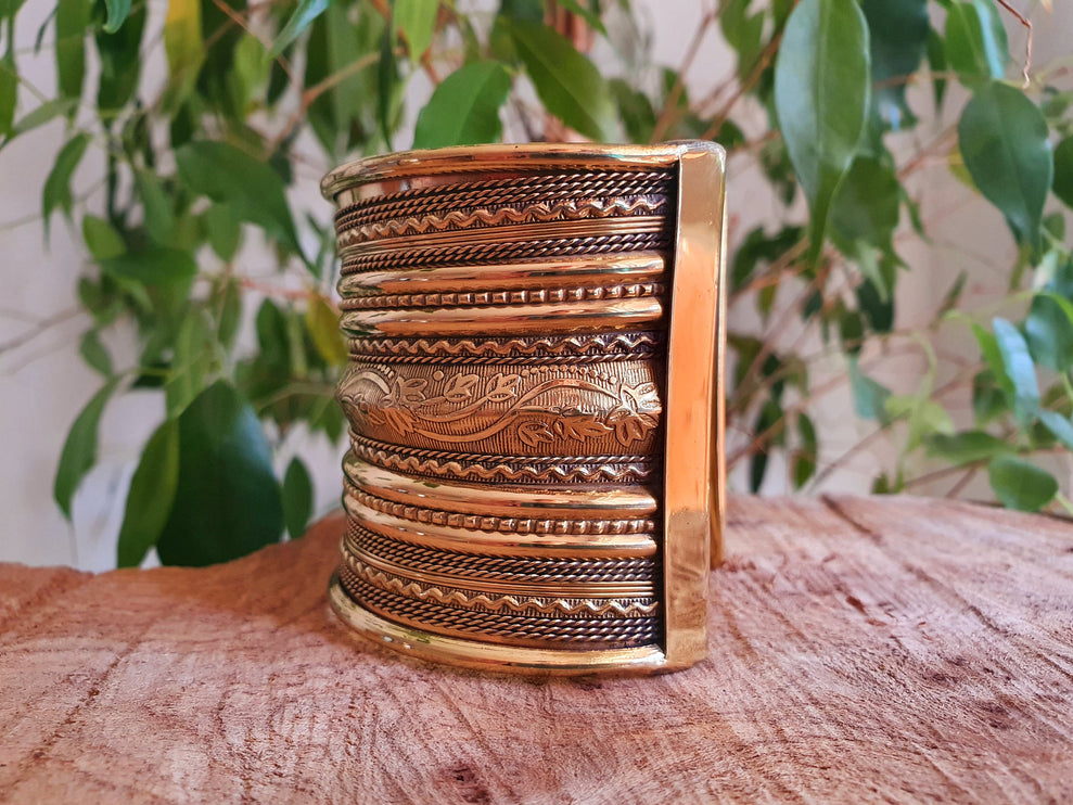 Large Brass Cuff Bracelet / Tribal / Mens Bracelet / Boho / Ethnic / Rustic / Bohemian / Hippie / Gypsy / Jewellery / Mens jewelery