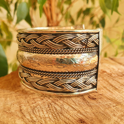 Textured Silver Cuff Bracelet / Tribal / Unisex / Celtic / Nordic / Boho / Ethnic / Rustic / Bohemian / Gypsy / Jewellery / Mens jewelery /