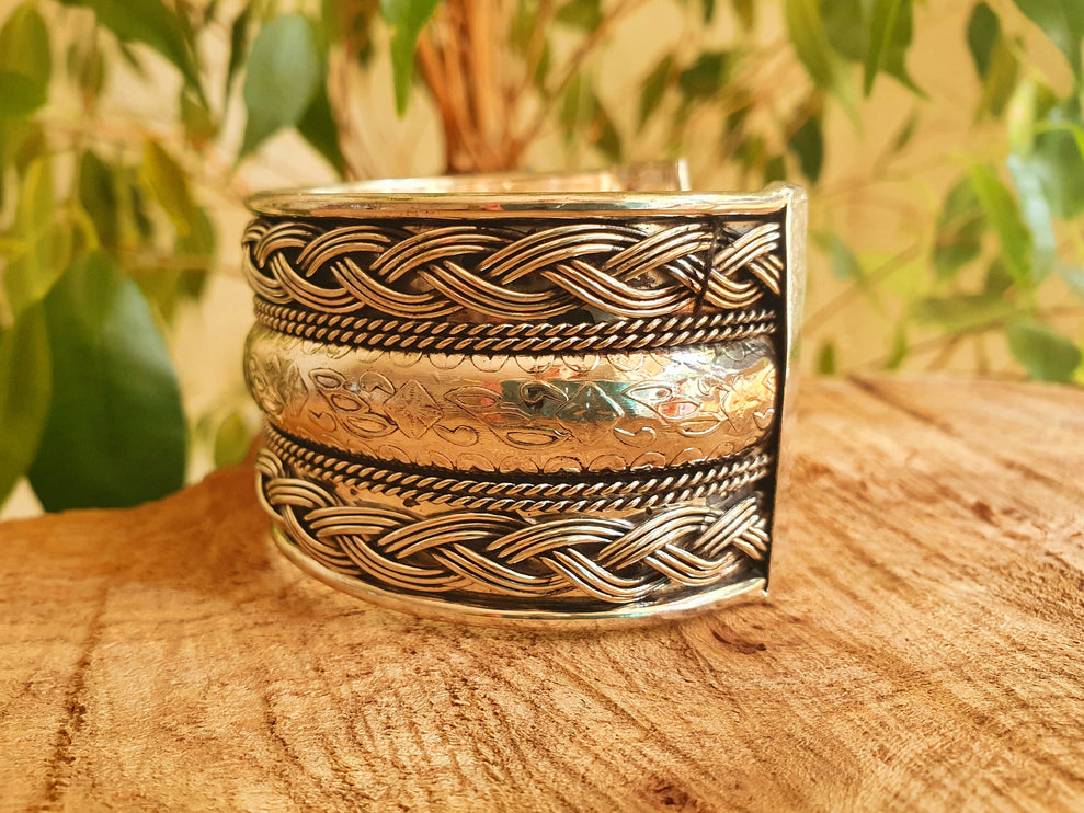 Textured Silver Cuff Bracelet / Tribal / Unisex / Celtic / Nordic / Boho / Ethnic / Rustic / Bohemian / Gypsy / Jewellery / Mens jewelery /