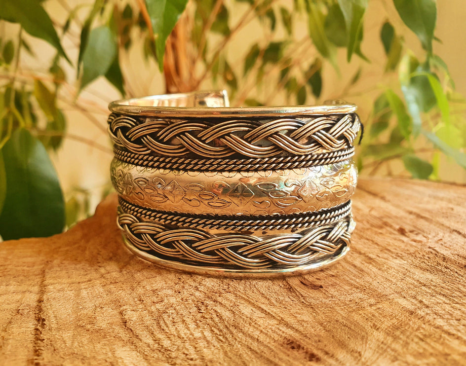 Textured Silver Cuff Bracelet / Tribal / Unisex / Celtic / Nordic / Boho / Ethnic / Rustic / Bohemian / Gypsy / Jewellery / Mens jewelery /