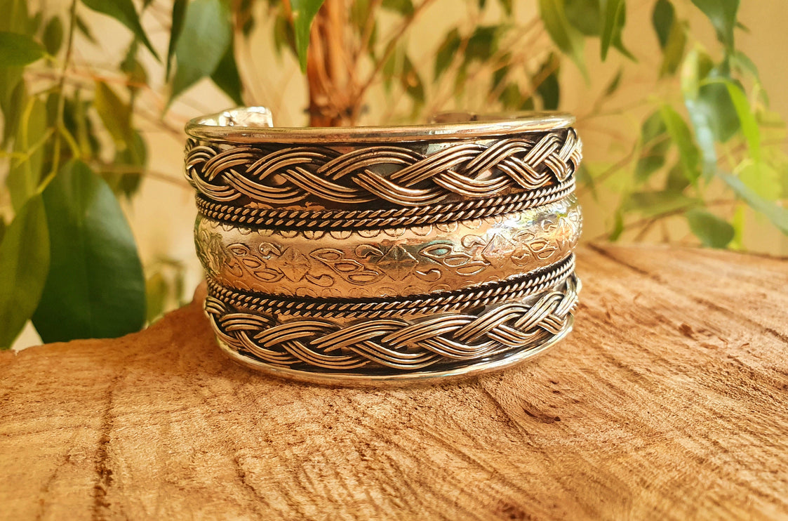 Textured Silver Cuff Bracelet / Tribal / Unisex / Celtic / Nordic / Boho / Ethnic / Rustic / Bohemian / Gypsy / Jewellery / Mens jewelery /