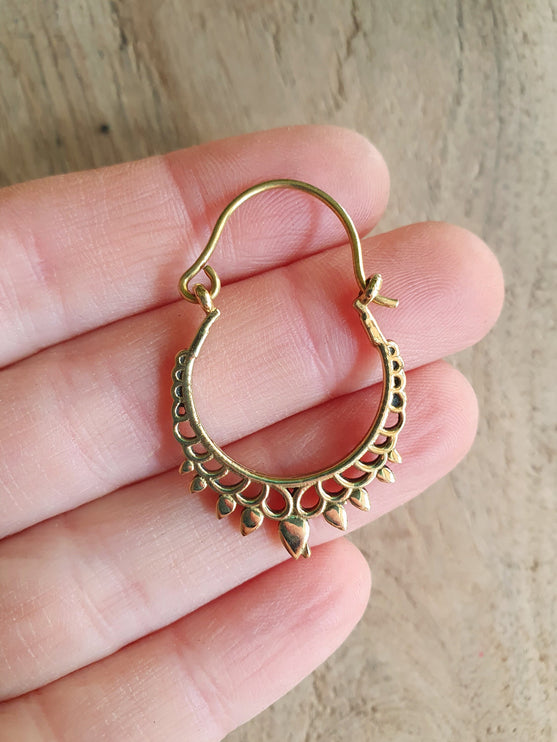 Small Boho Gold Hoop Earrings; Ethnic, Geometric, Small, Rustic, Yoga, Hippie, Gypsy, Pretty, Ssy, Boho, Bohemian, Festival