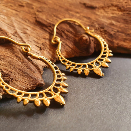 Small Boho Gold Hoop Earrings; Ethnic, Geometric, Small, Rustic, Yoga, Hippie, Gypsy, Pretty, Ssy, Boho, Bohemian, Festival