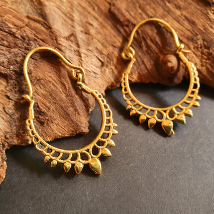 Small Boho Gold Hoop Earrings; Ethnic, Geometric, Small, Rustic, Yoga, Hippie, Gypsy, Pretty, Ssy, Boho, Bohemian, Festival