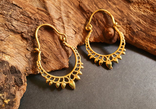 Small Boho Gold Hoop Earrings; Ethnic, Geometric, Small, Rustic, Yoga, Hippie, Gypsy, Pretty, Ssy, Boho, Bohemian, Festival