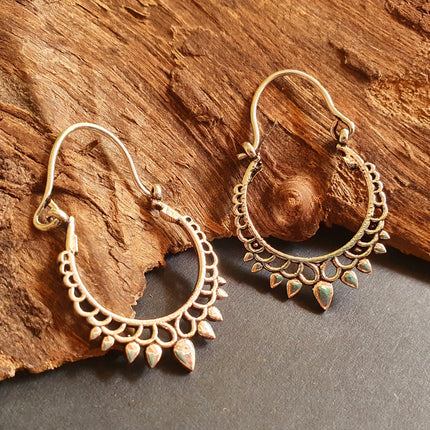 Small Boho Silver Hoop Earrings; Ethnic, Geometric, Small, Rustic, Yoga, Hippie, Gypsy, Pretty, Ssy, Boho, Bohemian, Festival
