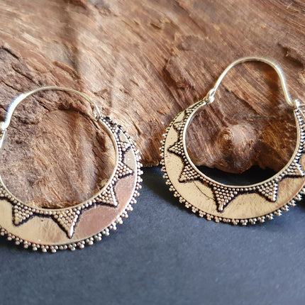 Silver Afghani Hoop Earrings; Ethnic, Geometric, Small, Rustic, Yoga, Hippie, Gypsy, Pretty, Ssy, Boho, Bohemian, Festival