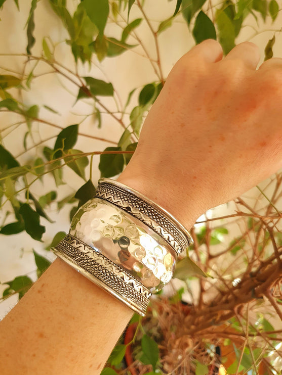 Hammered Silver Cuff Bracelet / Tribal / Hammered / Boho / Ethnic / Rustic / Bohemian / Hippie / Gypsy / Jewellery / Adjustable / Unisex /