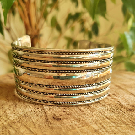 Silver Cuff Bracelet / Tribal / Celtic / Boho / Ethnic / Rustic / Bohemian / Hippie / Gypsy / Jewellery / Adjustable / Unisex / Mens