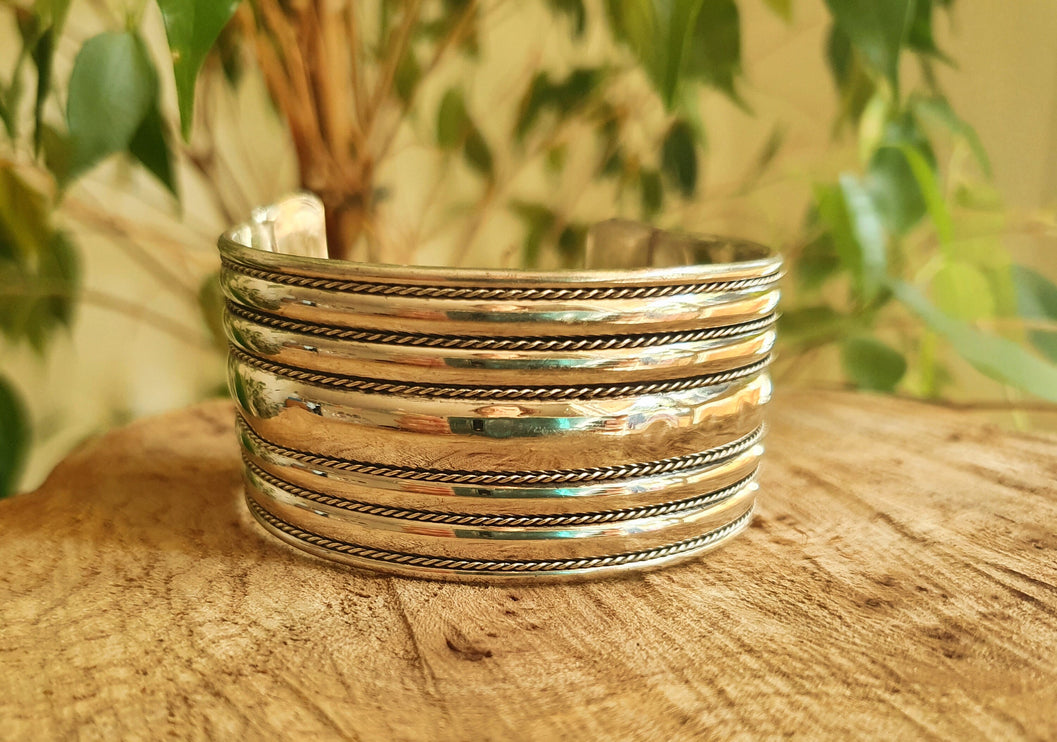 Silver Cuff Bracelet / Tribal / Celtic / Boho / Ethnic / Rustic / Bohemian / Hippie / Gypsy / Jewellery / Adjustable / Unisex / Mens