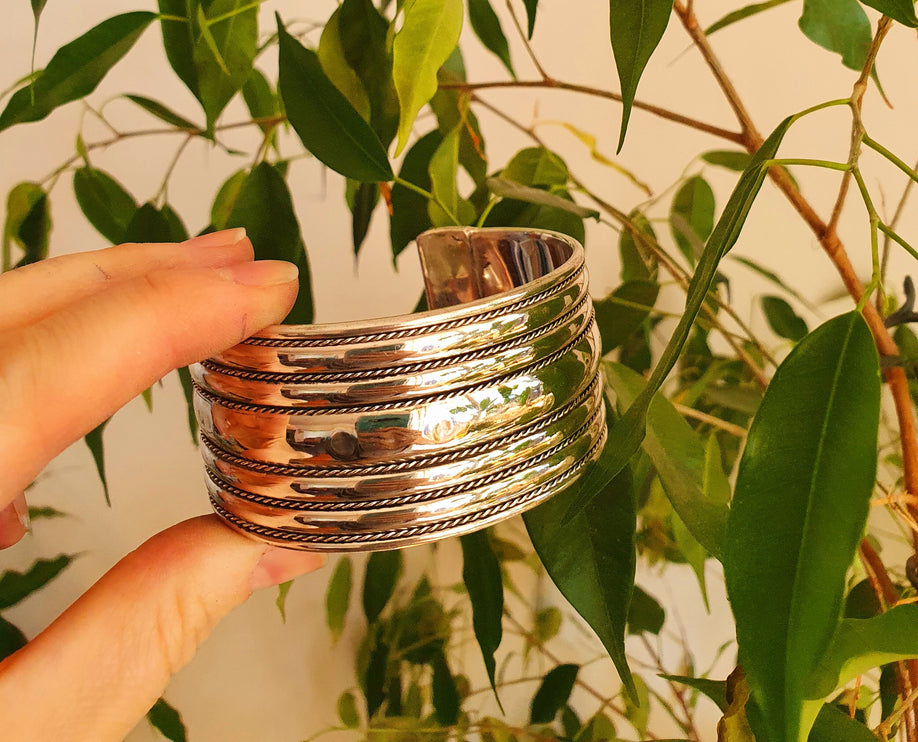 Silver Cuff Bracelet / Tribal / Celtic / Boho / Ethnic / Rustic / Bohemian / Hippie / Gypsy / Jewellery / Adjustable / Unisex / Mens