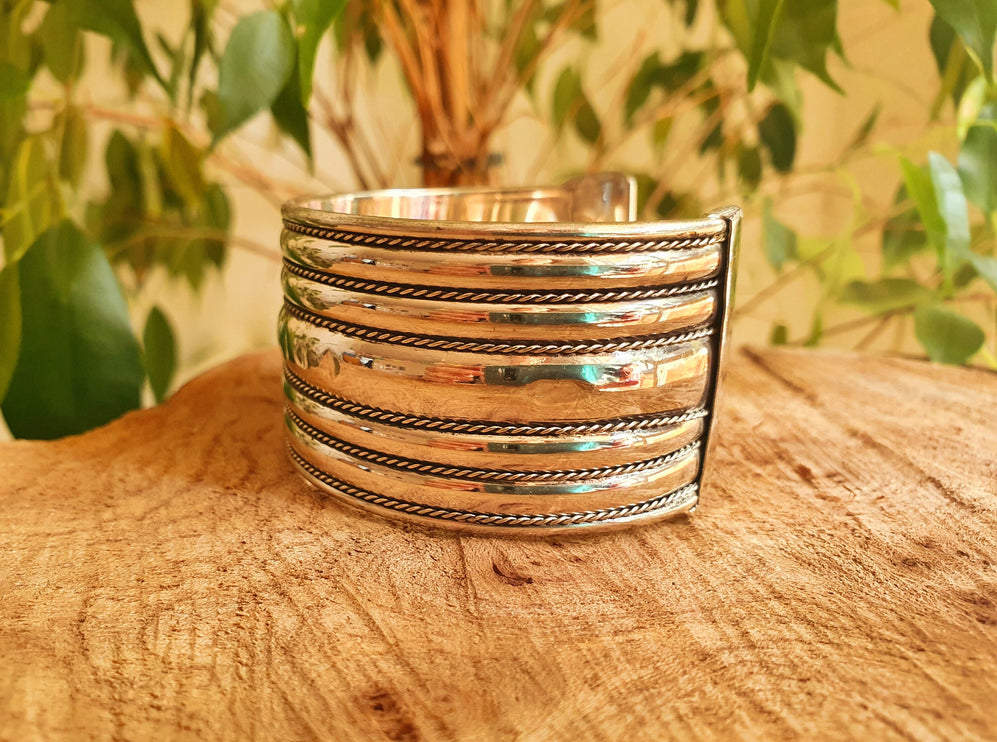 Silver Cuff Bracelet / Tribal / Celtic / Boho / Ethnic / Rustic / Bohemian / Hippie / Gypsy / Jewellery / Adjustable / Unisex / Mens