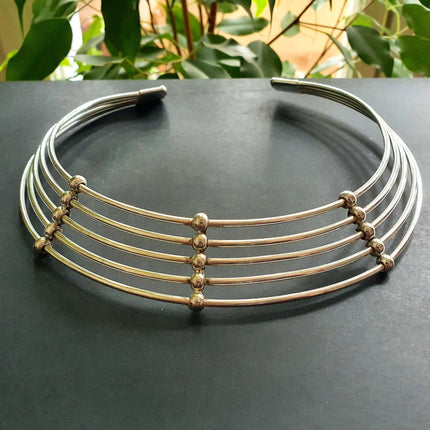 Silver Ethnic Choker / Necklace / Boho/ Rustique / Gypsy / Lightweight / Boho / Tribal / Hippie / Rustic / Vegan /