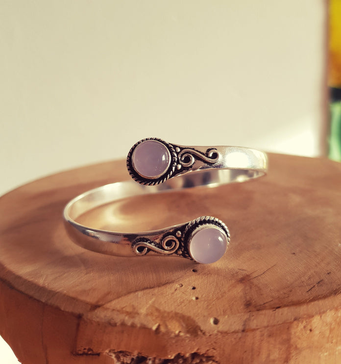 Rose Quartz Boho Bracelet / Bangle / Silver / Ethnic / Rustic / Bohemian / Hippie / Gypsy / Psy / Chic / Jewellery / Body / Adjustable