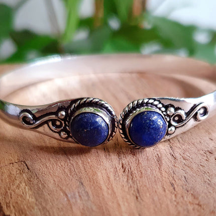 Boho Bracelet / Bangle / Lapis Lazuli / Silver / Ethnic / Rustic / Bohemian / Hippie / Gypsy / Psy / Chic / Jewellery / Body / Adjustable