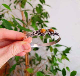 Tiger Eye Bracelet / Bangle / Silver / Ethnic / Rustic / Bohemian / Hippie / Gypsy / Psy / Chic / Jewellery / Body / Adjustable