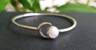 Silver Moon Bracelet / Moonstone / Bangle / Galaxy / Solar System / Planets / Boho / Adjustable / Hippie / Chic / Sun