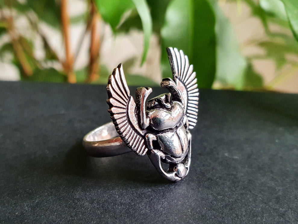 Silver Scarab Ring / Ancient Egypt / Beetle Ring / Ethnic, Geometric, rustic, yoga, hippie, gypsy, pretty, psy, boho, bohemian, festival