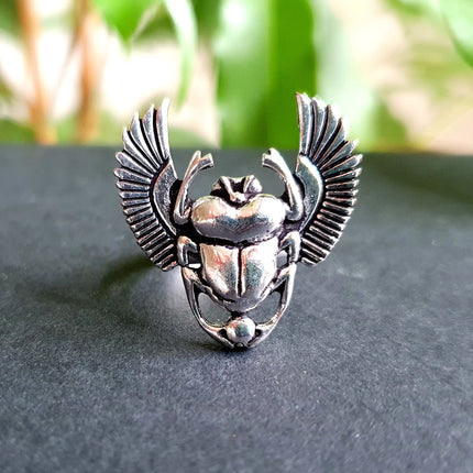 Silver Scarab Ring / Ancient Egypt / Beetle Ring / Ethnic, Geometric, rustic, yoga, hippie, gypsy, pretty, psy, boho, bohemian, festival