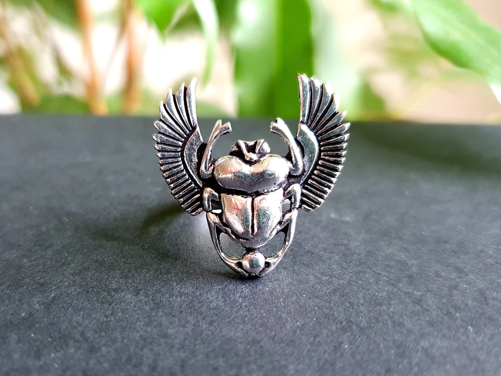 Silver Scarab Ring / Ancient Egypt / Beetle Ring / Ethnic, Geometric, rustic, yoga, hippie, gypsy, pretty, psy, boho, bohemian, festival