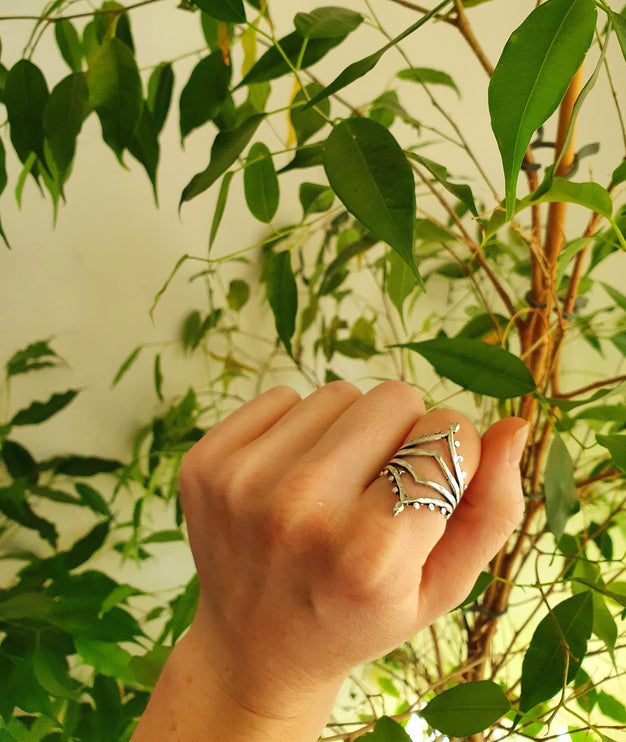 Ethnic Silver Ring / Boho / Ethnic / Rustic / Festival / Bohemian / Hippie / Gypsy / Psy / Thumb / Psy / Tribal ring