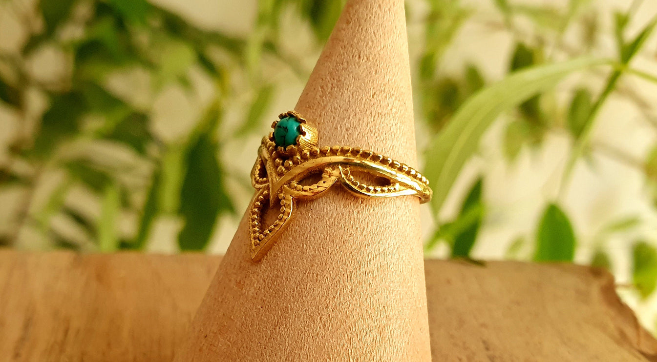 Turquoise Ring Ethnic style Brass / Boho / Bohemian / Psy / Rustic / Tribal / Gypsy / Festival / Healing / Festival