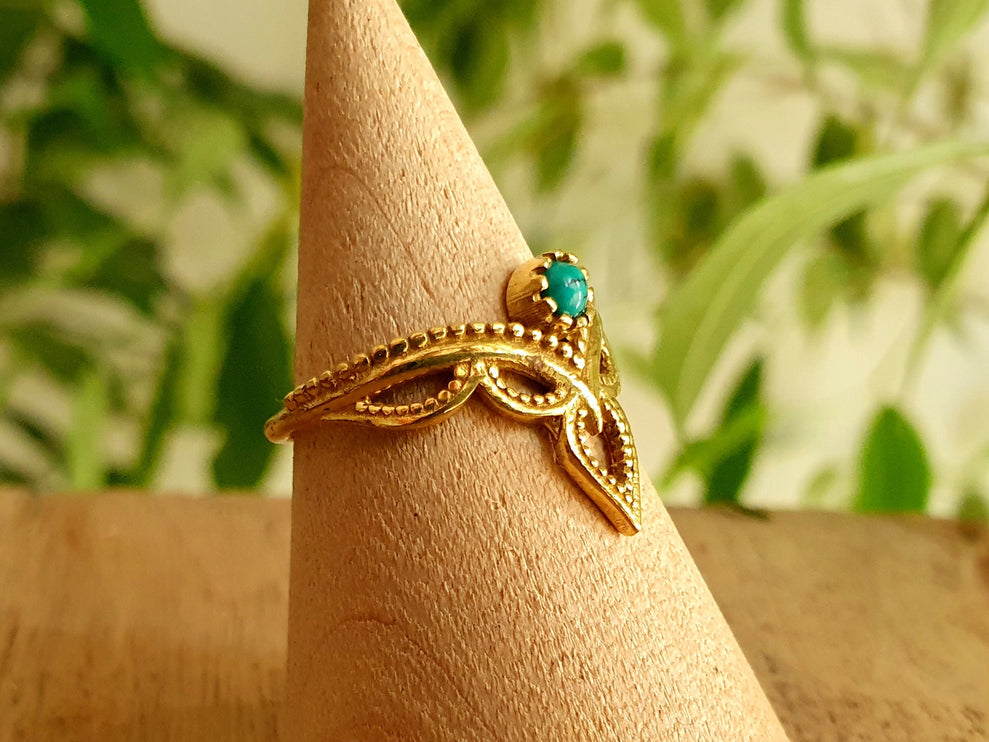 Turquoise Ring Ethnic style Brass / Boho / Bohemian / Psy / Rustic / Tribal / Gypsy / Festival / Healing / Festival