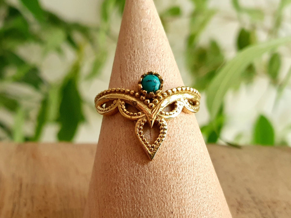 Turquoise Ring Ethnic style Brass / Boho / Bohemian / Psy / Rustic / Tribal / Gypsy / Festival / Healing / Festival