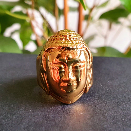 Gold Buddha Ring / Signet Ring / Buddhist / Yoga / Unisex / Mens Ring / Ethnic / Boho / Mens jewelery / mens gift