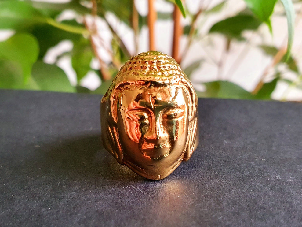 Gold Buddha Ring / Signet Ring / Buddhist / Yoga / Unisex / Mens Ring / Ethnic / Boho / Mens jewelery / mens gift