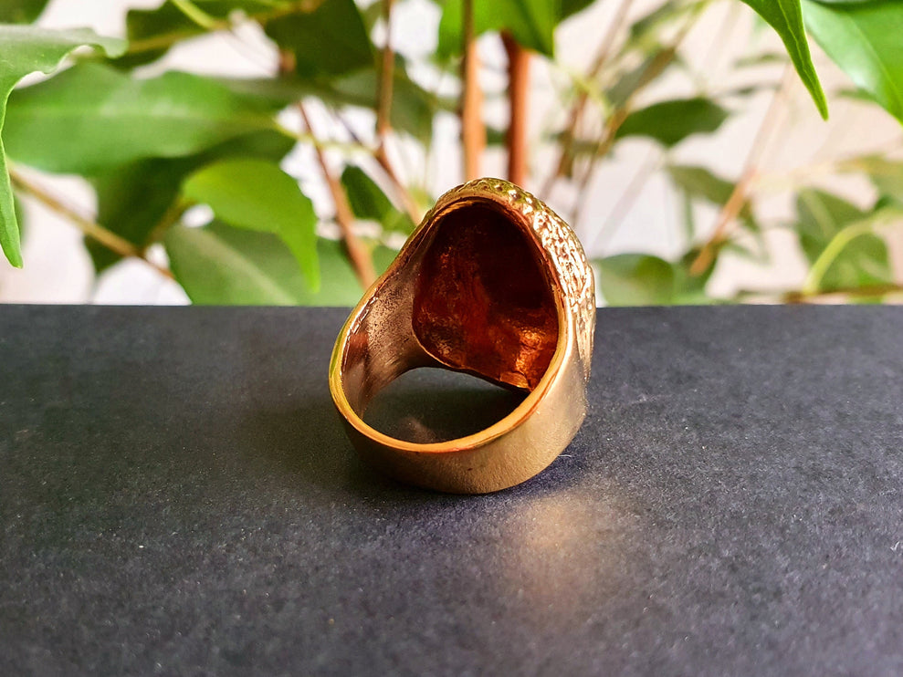 Gold Buddha Ring / Signet Ring / Buddhist / Yoga / Unisex / Mens Ring / Ethnic / Boho / Mens jewelery / mens gift