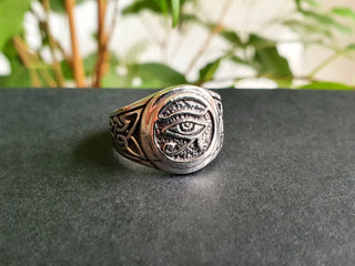 Eye of Horus Silver Ring / Ancient Egypt / Ra / Hieroglyphics / Ethnic / rustic, yoga, hippie, gypsy, pretty, psy, boho, bohemian, festival