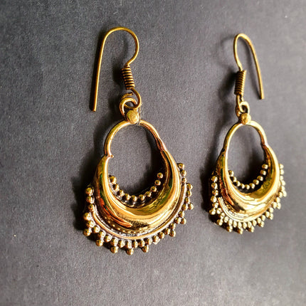 Ethnic Brass Dangle Earrings / Illuminati / Mandala / Geometric / Rustic / Hippie / Gypsy / Psy / Boho / Bohemian /