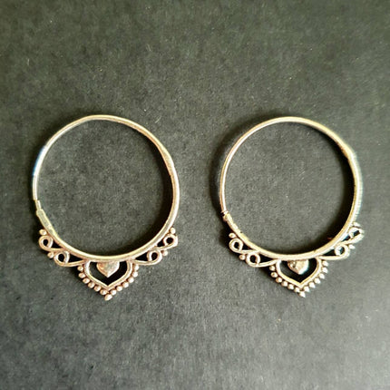 Small Boho Silver Hoop Earrings; Ethnic, Geometric, Small, Rustic, Yoga, Hippie, Gypsy, Pretty, Ssy, Boho, Bohemian, Festival