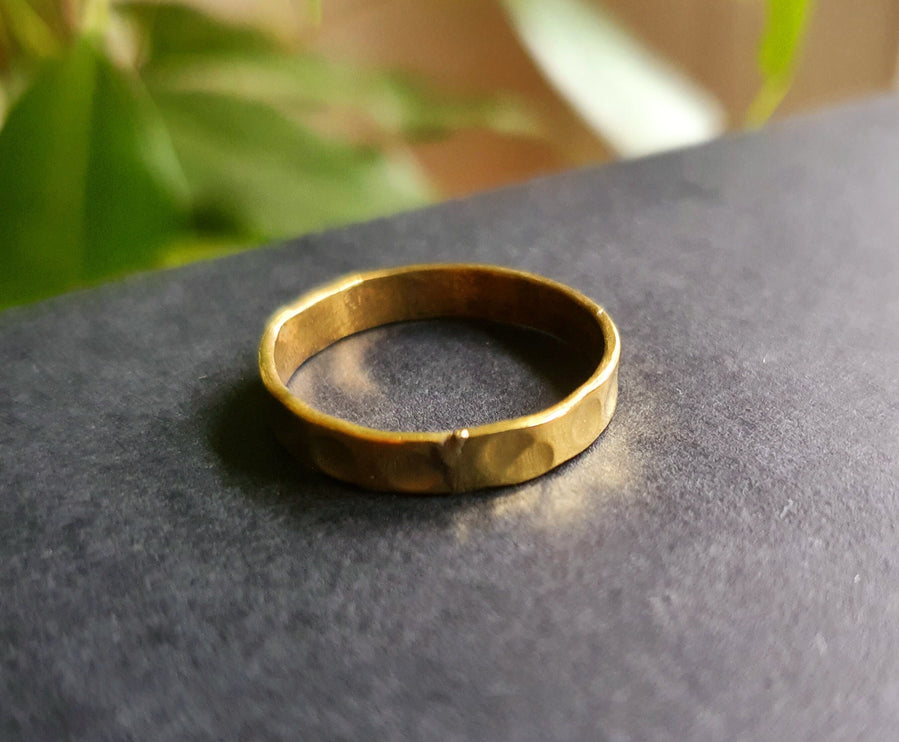 Simple Gold Ring Hammered Effect / Stacking Ring / Boho / Bohemian / Psy / Rustic / Tribal / Gypsy / Festival / Healing / Festival