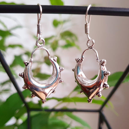 Ethnic Silver Dangle Earrings / Illuminati / Mandala / Geometric / Rustic / Hippie / Gypsy / Psy / Boho / Bohemian /