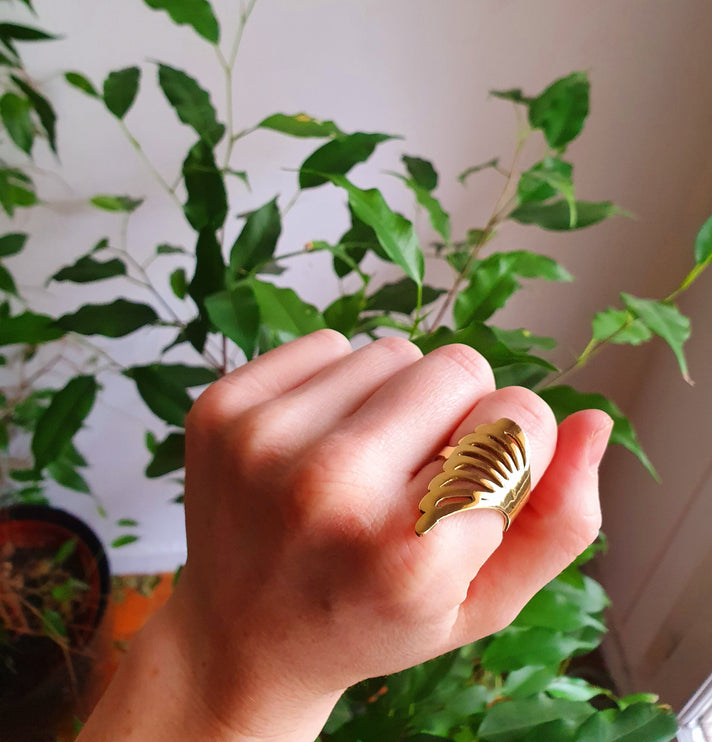 Gold Angel Wings Ring / Brass / Ethnic, Geometric, rustic, yoga, hippie, gypsy, pretty, psy, boho, bohemian, festival