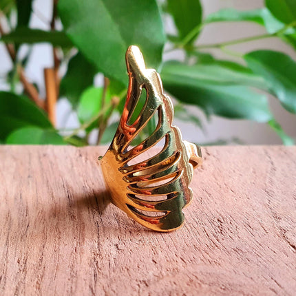 Gold Angel Wings Ring / Brass / Ethnic, Geometric, rustic, yoga, hippie, gypsy, pretty, psy, boho, bohemian, festival